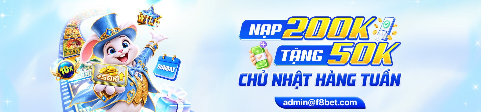 sunday nạp 200k tặng 50k tại f8bet casino